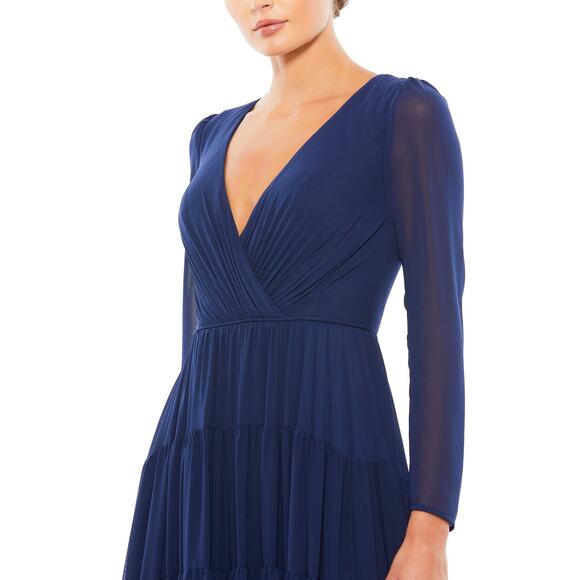 Mac Duggal 55311 Long Sleeve Ruffle Tiered Evening Gown 4 A Line - Picture 7 of 7